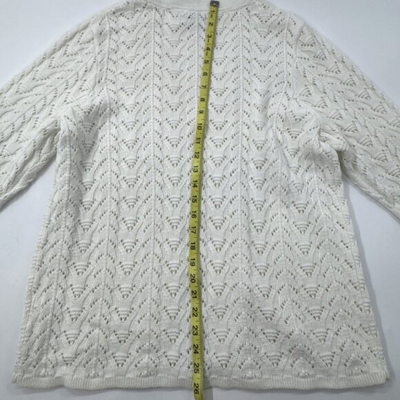 Croft & Barrow Womens Cardigan Sweater Large White Crochet Knit Open Front NEW - Picture 10 of 10